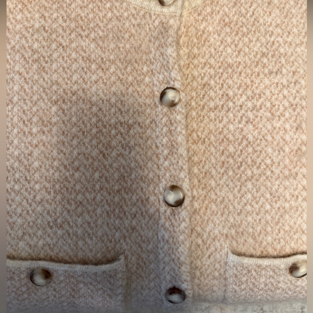 ✨Sézane Teo Jacket XL Mottled Beige Mohair Wool Cropped Knit Cardigan Coat - Picture 7 of 12